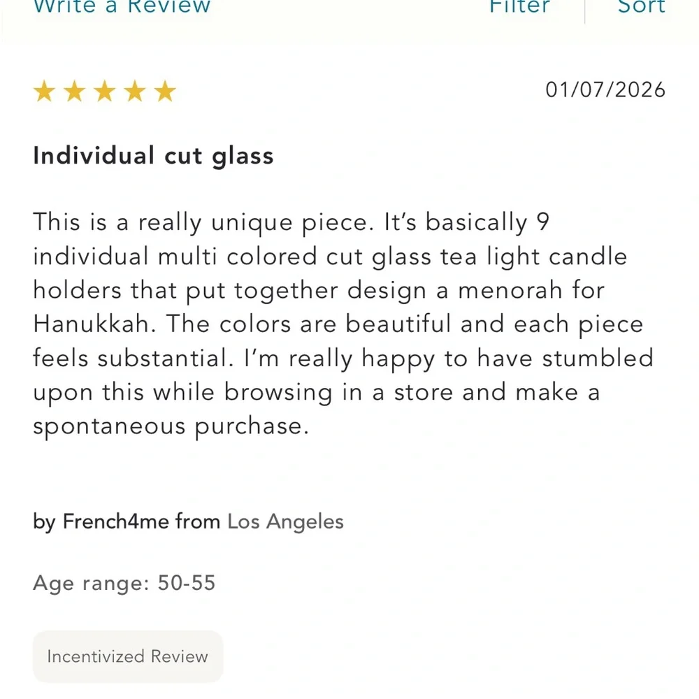 Anthropologie Multicolor Cut Glass Candle‎ Holders /Menorah